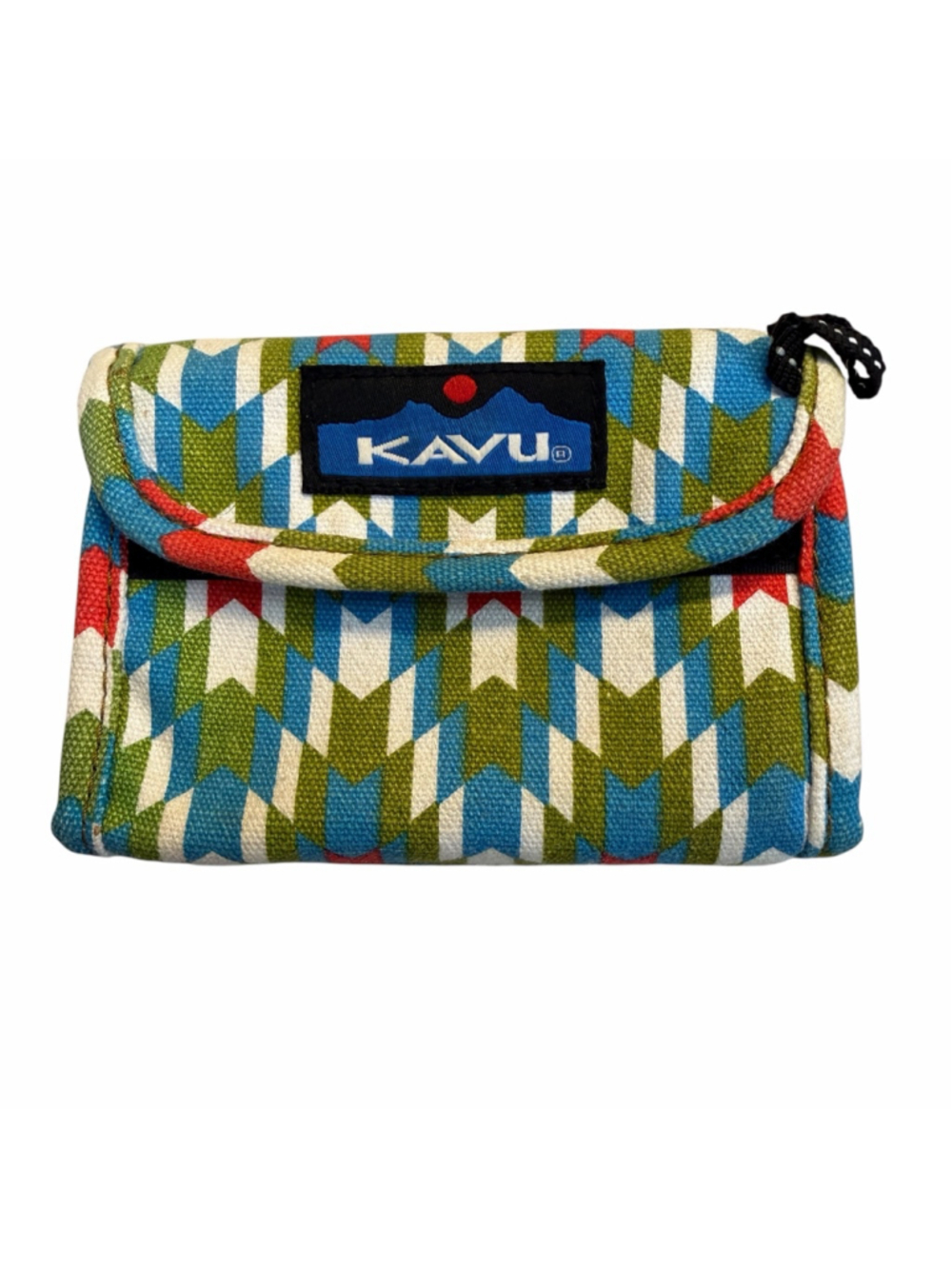 KAVU Canvas Wallet Trifold Geometric Pattern Cotton Card Holder Organizer